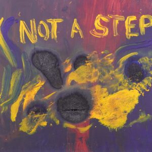 Not a step text with yellow and burned wood